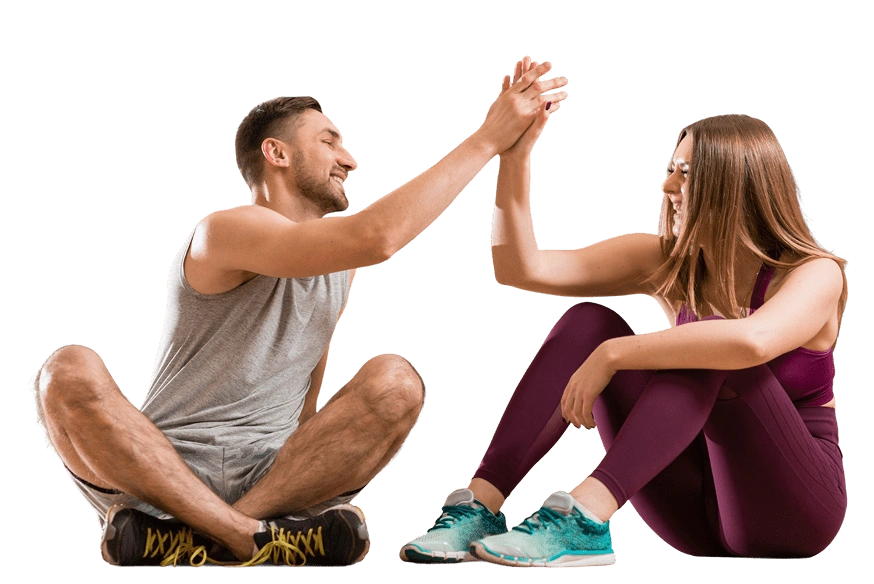 Trainer and client high-five