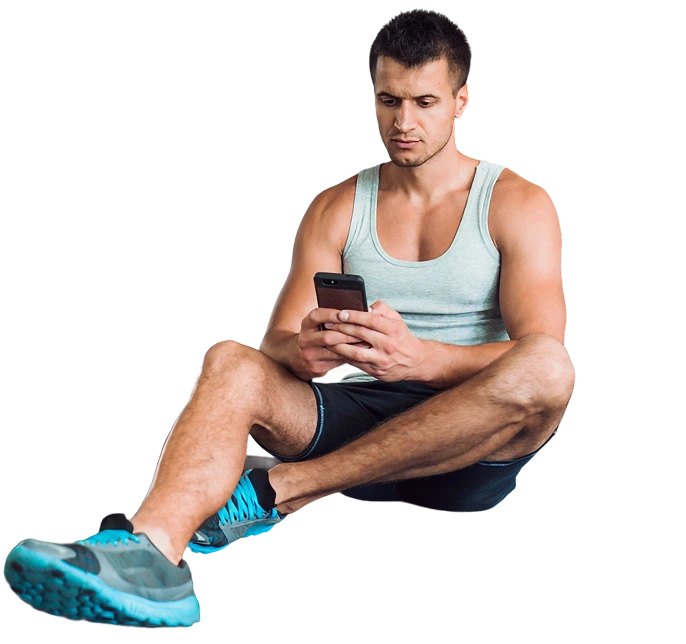 Fitness enthusiast using app
